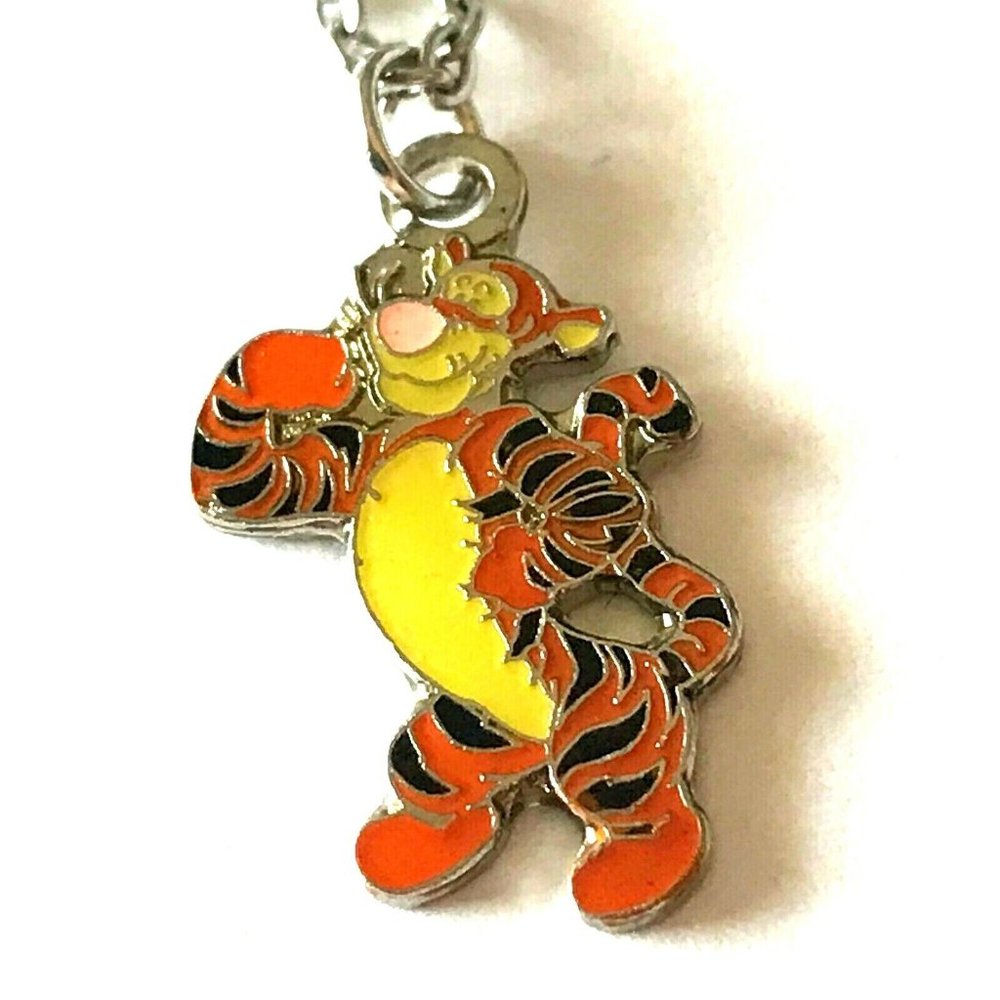 Vintage Disney Tigger Winnie The Pooh Necklace Charm 18" Silver Disneyana